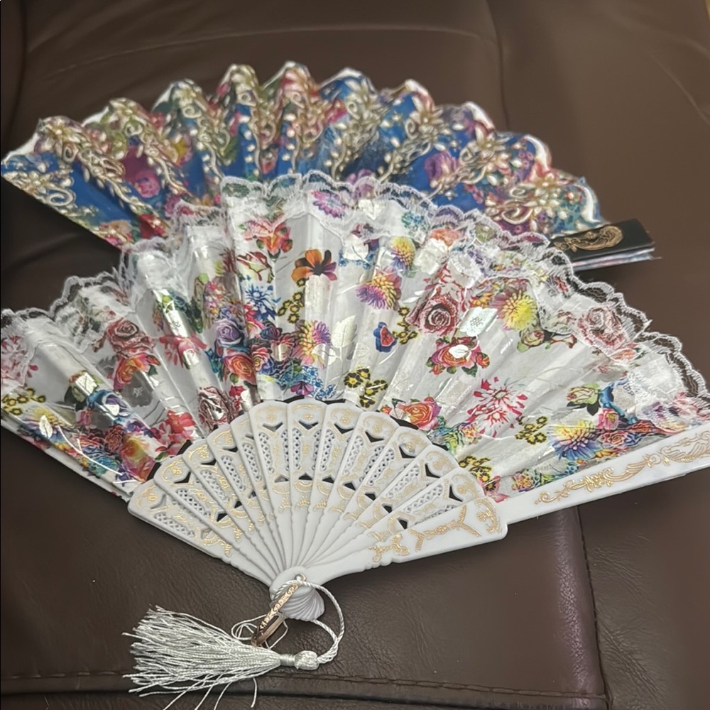 Elegant Floral Hand Fan with Tassel